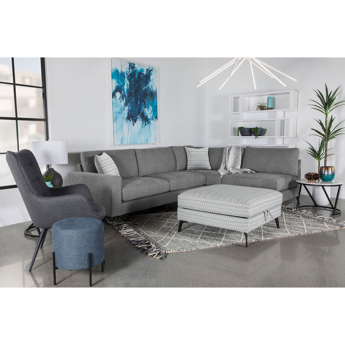 Harrison - Upholstered Storage Ottoman - Gray / Black