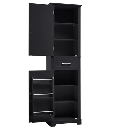 Tall Freestanding Bathroom Storage Cabinet With 2 Doors And Adjustable Shelves