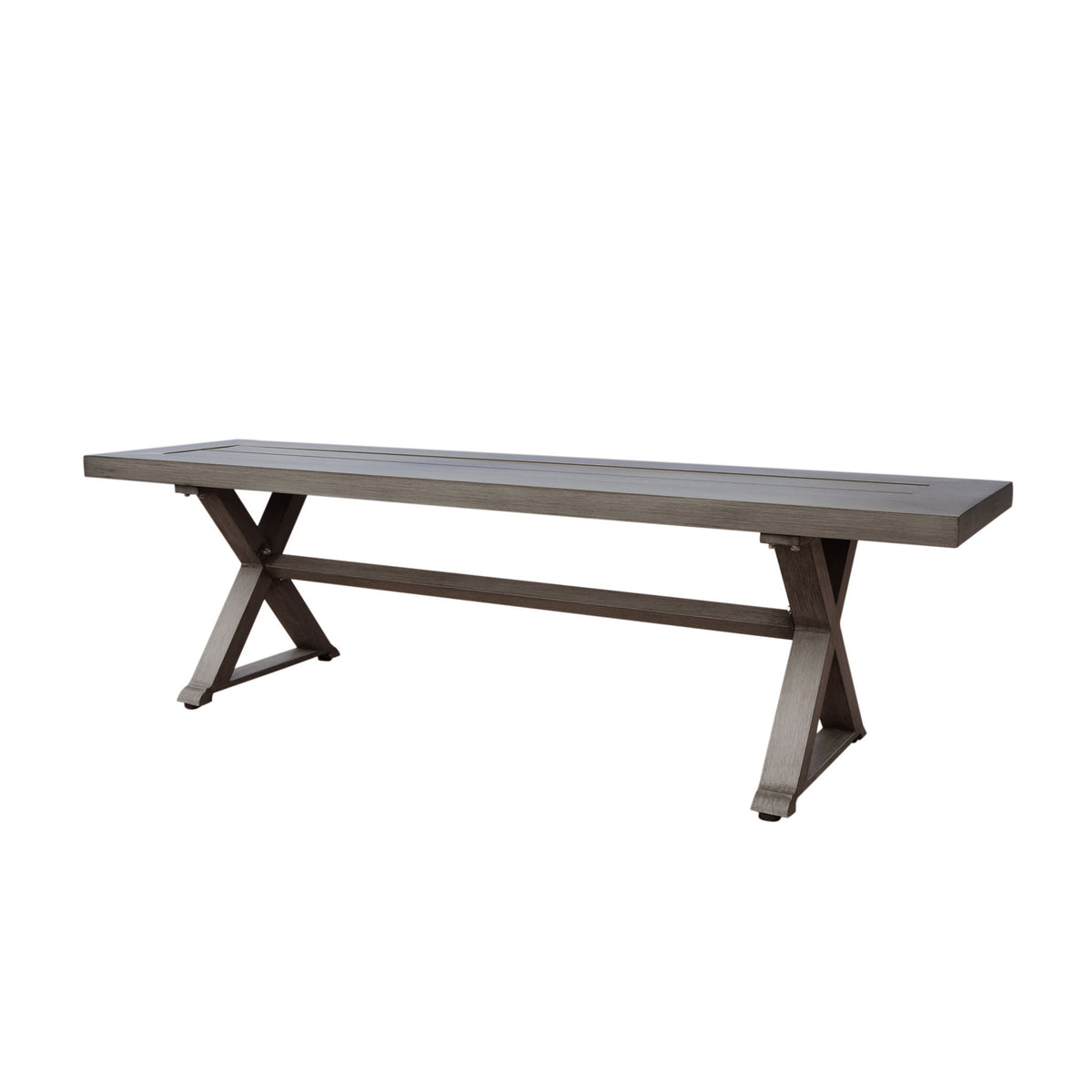 Modern Aluminum Outdoor Dining Bench With X Base - Dark Gray