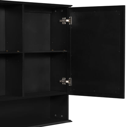 Wall Mounted Bathroom Medicine Cabinet With Double Mirrored Doors