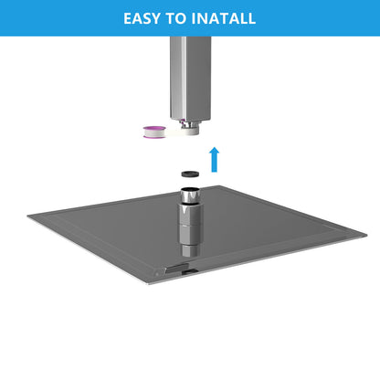 16" Square Rainfall Shower Head Fixed Wall Mount With Full Body Coverage & Self Cleaning Silicone Nozzles