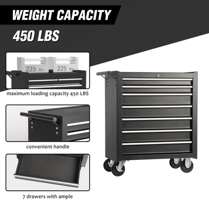 7 Drawer Rolling Tool Chest With Wheels, Multifunctional Tool Box And Storage