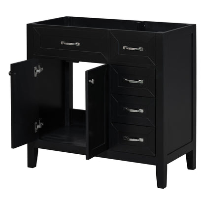 Modern Bathroom Vanity Base Only, 2 Doors And 3 Drawers