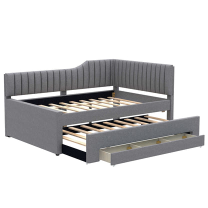 Upholstered Daybed With Trundle And 3 Drawers