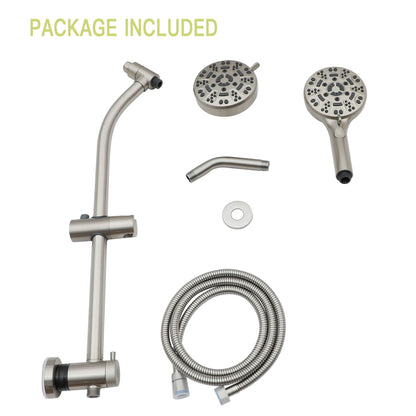Multi Function Dual Shower Head System With 4.7" Rain Showerhead, 8 Function Hand Shower, Adjustable Slide Bar