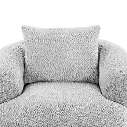 360° Swivel Barrel Sofa Chair With Throw Pillow, Upholstered Accent Chair