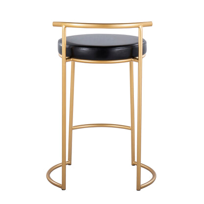 Fuji - Round Contemporary Fixed Height Counter Stool (Set of 2)