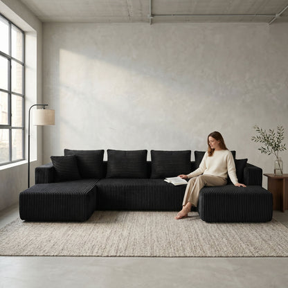 U-Shaped Modular Sectional Sofa With Double Chaise, Oversized Deep Seat For Living Room