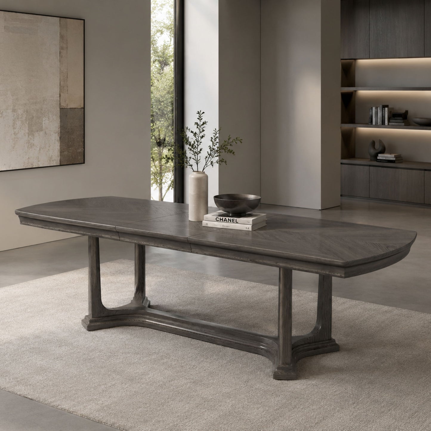 Arcus - Rectangular Dining Table With Butterfly Leaf - Charcoal Gray