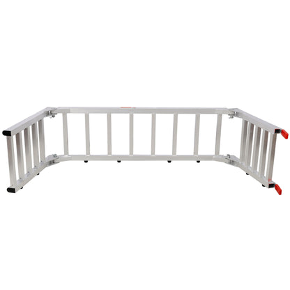 Ramp For Motorcycle / Lawn Mower / ATV, 2 In 1 Ramp And Tailgate Extender - Silver