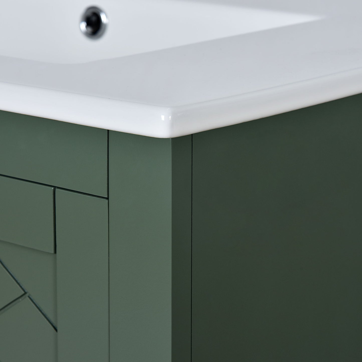 Ceramic Sink Combo, Freestanding Vanity Set With 3 Drawers & Soft Closing Doors