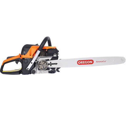 58Cc Gasoline Chainsaw 20" Bar For Wood Cutting With Oregon Chain And Bar - Orange