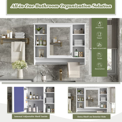 Modern Wall Mounted Mirror Cabinet With Adjustable Shelf, Soft Close Door, And Towel Bar