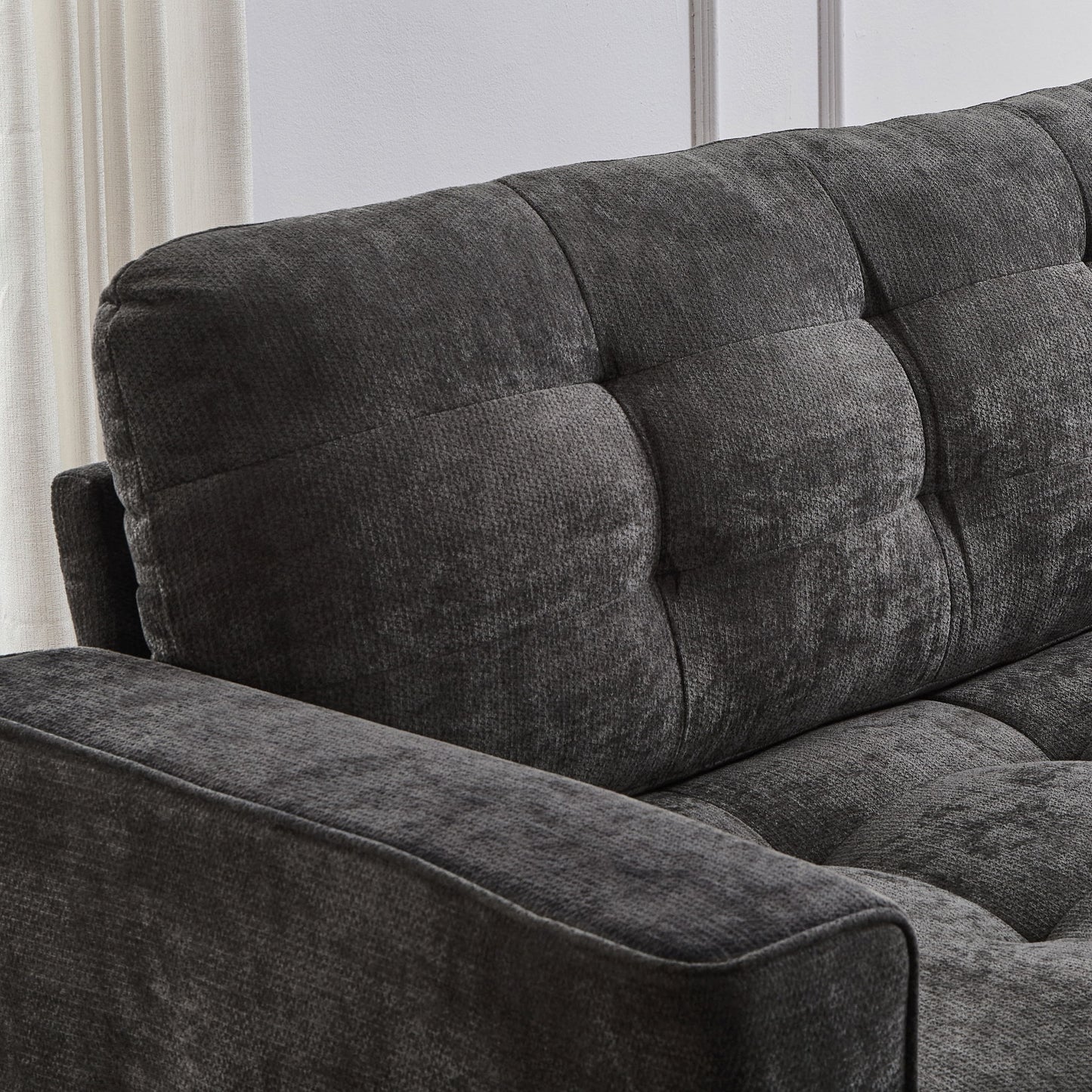 Modern Sectional Sofa U-Shaped With Movable Ottomans, tooth Speakers, LED Lights And Modular Storage