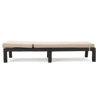 Puerta - Chaise Lounge Frame Cushion Outdoor Wicker Iron - Beige / Dark Brown