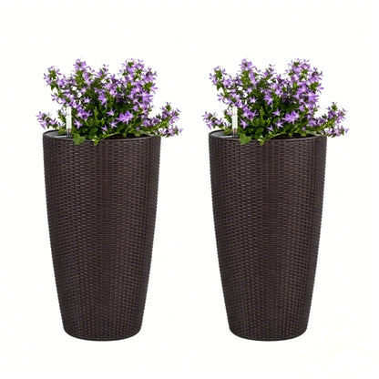 Tall Planters Set With Water Level Monitor And Auto Watering