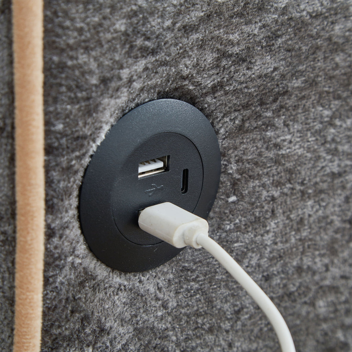 Pull Out Sofa Bed With Adjustable 3 Position Backrest, USB Charging Ports, Side Pockets