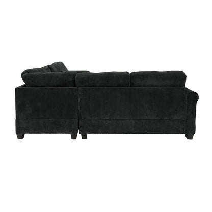 Modern Sectional Set With Corner Wedge, Loveseat, Ottoman & 2 Pillows