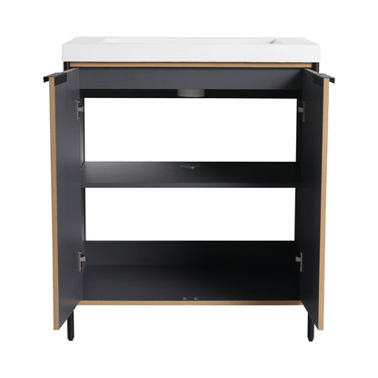 Modern Freestanding Bathroom Vanity With Resin Sink & Soft Close Cabinet Doors