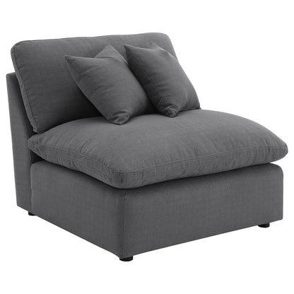 6 Piece Upholstered Modular Sectional Sofa With Reversible Cushions And Ottoman - Charcoal