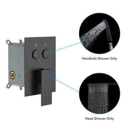 Dual Shower Head System With Square Rain Shower And Rough In Valve