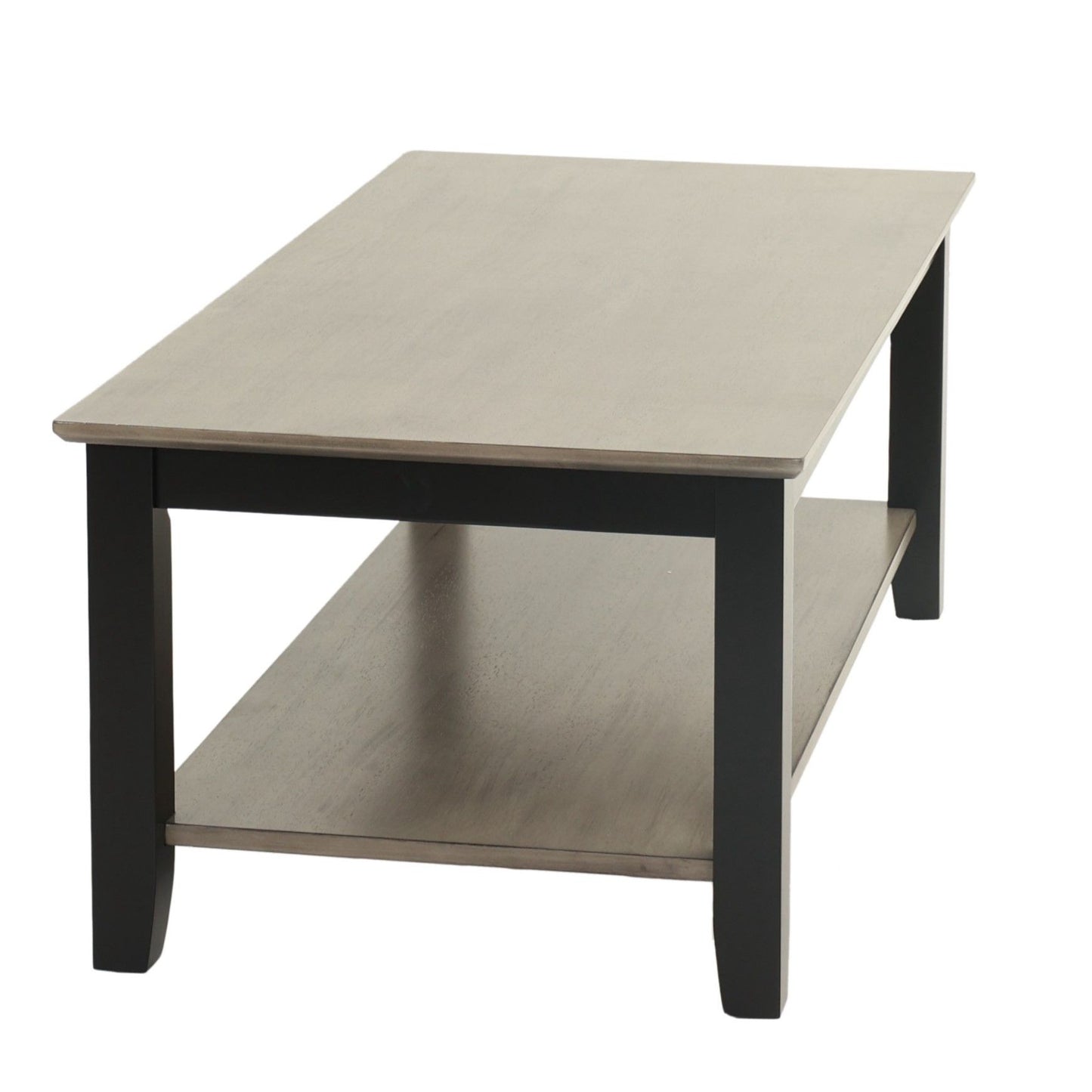 3 Piece Table Set With Open Shelf Storage, Includes Coffee, End & Console Table - Black / Black / Gray / Gray