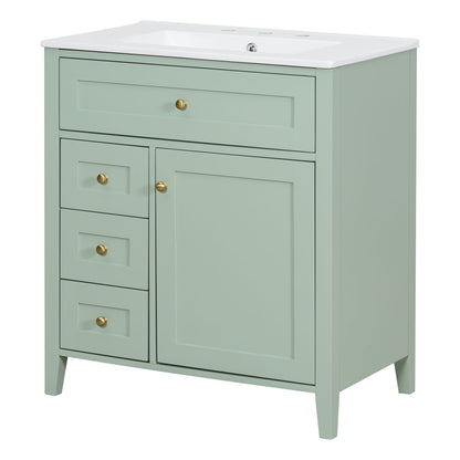 Modern Bathroom Vanity With Sink, 3 Drawers And Adjustable Shelf