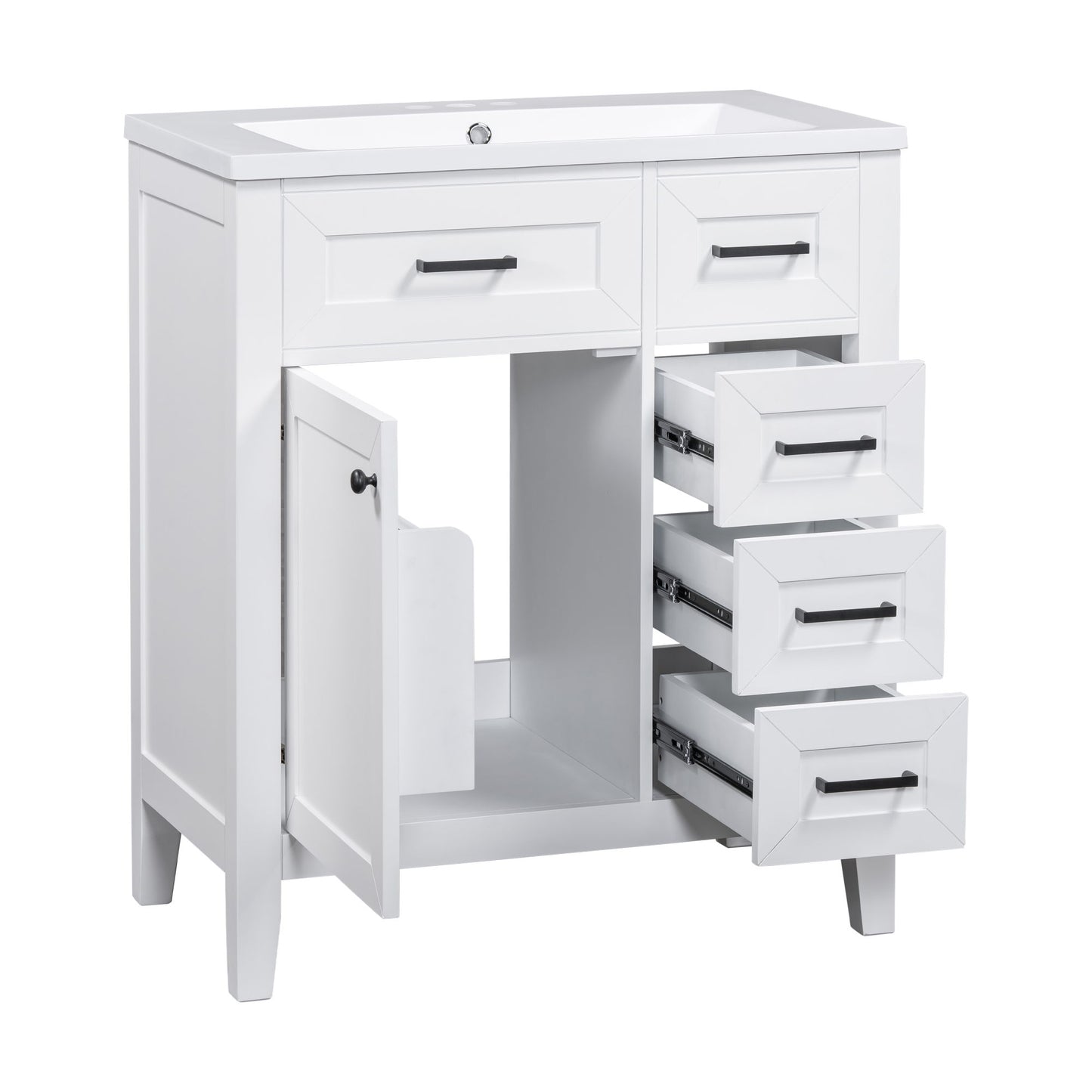 Modern Bathroom Vanity With Sink Combo, 3 Drawers, Undermount Drop-In Sink