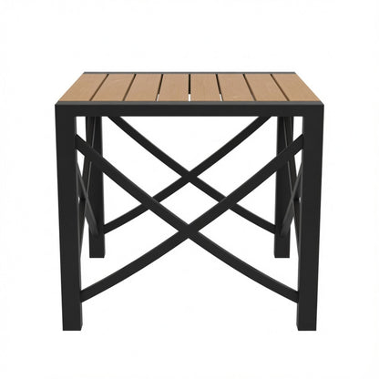 Square Outdoor Patio End Table - Black