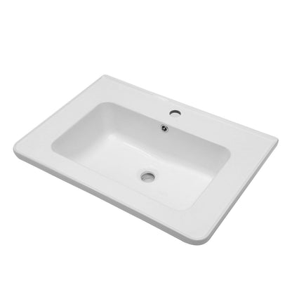 Rectangular Single Vanity Top With 1 Faucet Hole And Overflow, 28 X 19" - White