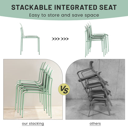 Single Chairs With Color Blocking Design (Set of 4) - Haze Green / White