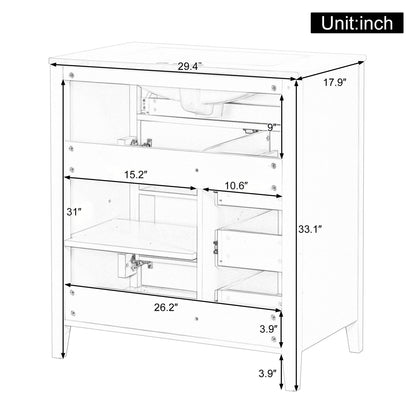 Bathroom Vanity With Sink, 3 Drawers And Adjustable Shelf, Freestanding Storage Unit
