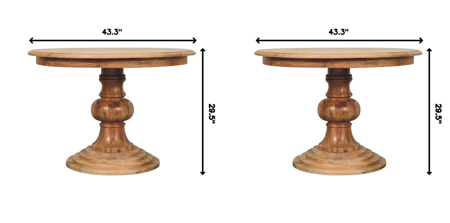 Round Turned Dining Table - Oak