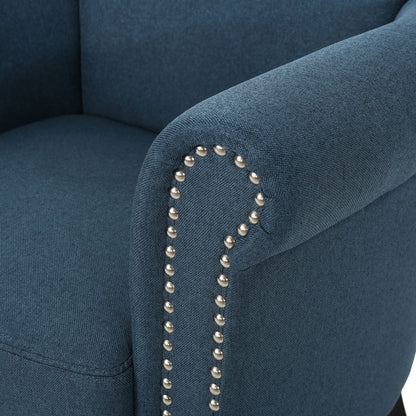 Elegant Club Chair With Nailhead Trim And Birch Wood Legs