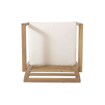 Outdoor Acacia Wood Club Chairs, 2 Pieces Set - Natural Stained / White