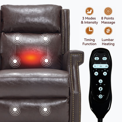 Manual Recliner Chair With Heavy Duty Motion Mechanism, 8 Vibrating Nodes And 3 Massage Modes For Living Room