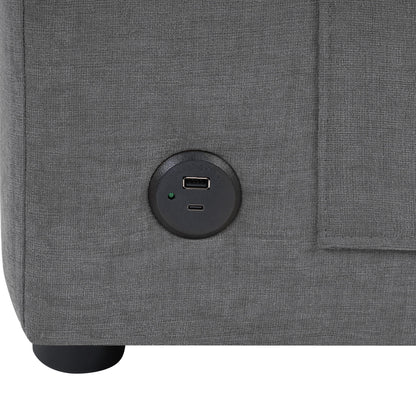 Modern L-Shaped Sectional Sofa With Curved Chaise, USB Ports, And Side Storage Pockets