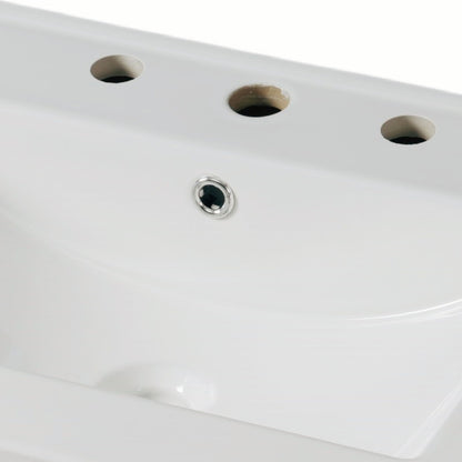 Bathroom Vanity With Ceramic Sink, Adjustable & Open Shelf
