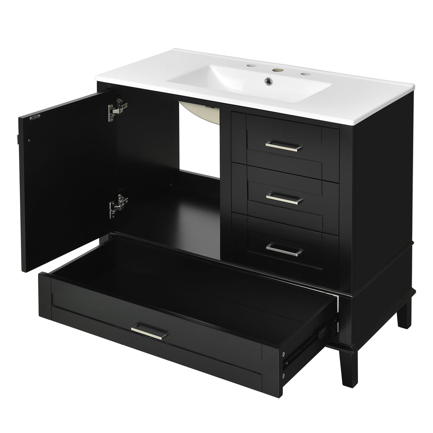 Bathroom Vanity, Modern Bathroom Cabinet With Sink Combo Set, Bathroom Storage Cabinet With A Soft Closing Door And 3 Drawers, Solid Wood Frame
