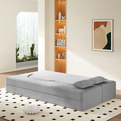 Floor Sofa With 2 Pillows, Convertible Twin Size Mattress For Living Room