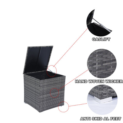 8 Piece Patio Sectional Wicker Rattan Outdoor Furniture Sof Set With One Storage Box Under Seat And Cushion Box - Gray / Black