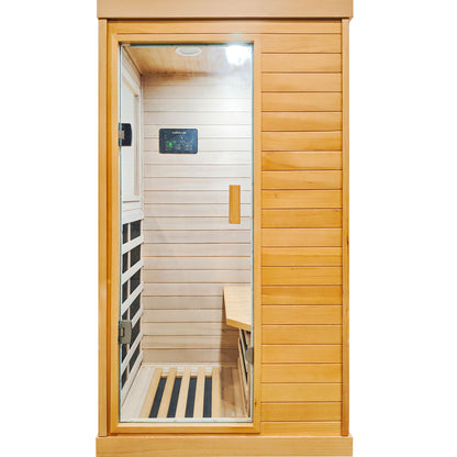 Infrared Sauna Room Single Room With Hemlock Frame, 6 Heating Plates, Built-In Lights And Bluetooth Audio - Natural
