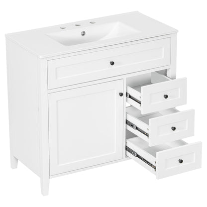 Bathroom Vanity With Sink, Cabinet With 3 Drawers And Adjustable Shelf