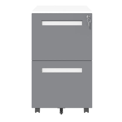 2-Drawer Mobile File Cabinet With Lock,On 360° Wheels, Holds A4/Letter/Legal Files - White