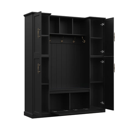 Hall Tree With 4 Side Cabinets