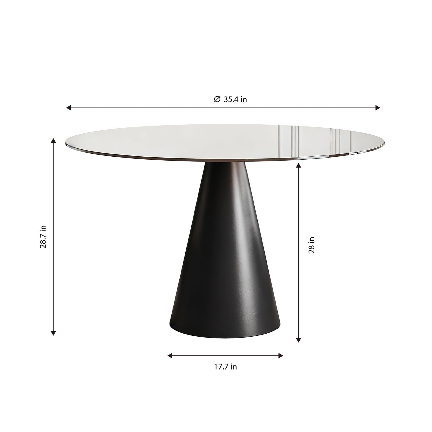 Round Dining Table With Tempered Glass Top - Black / Brown