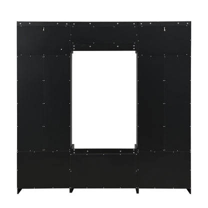 Wide Hall Tree With Shoe Storage, 4 In 1 Entryway Bench With 8 Cubbies, 7 Coat Hooks & Adjustable Shelf For Hallway - Black