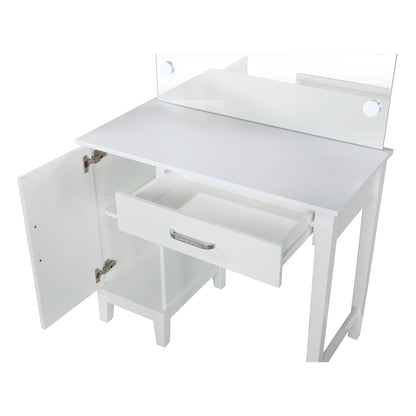 Elijah - Vanity Set With Lighting And Stool - White