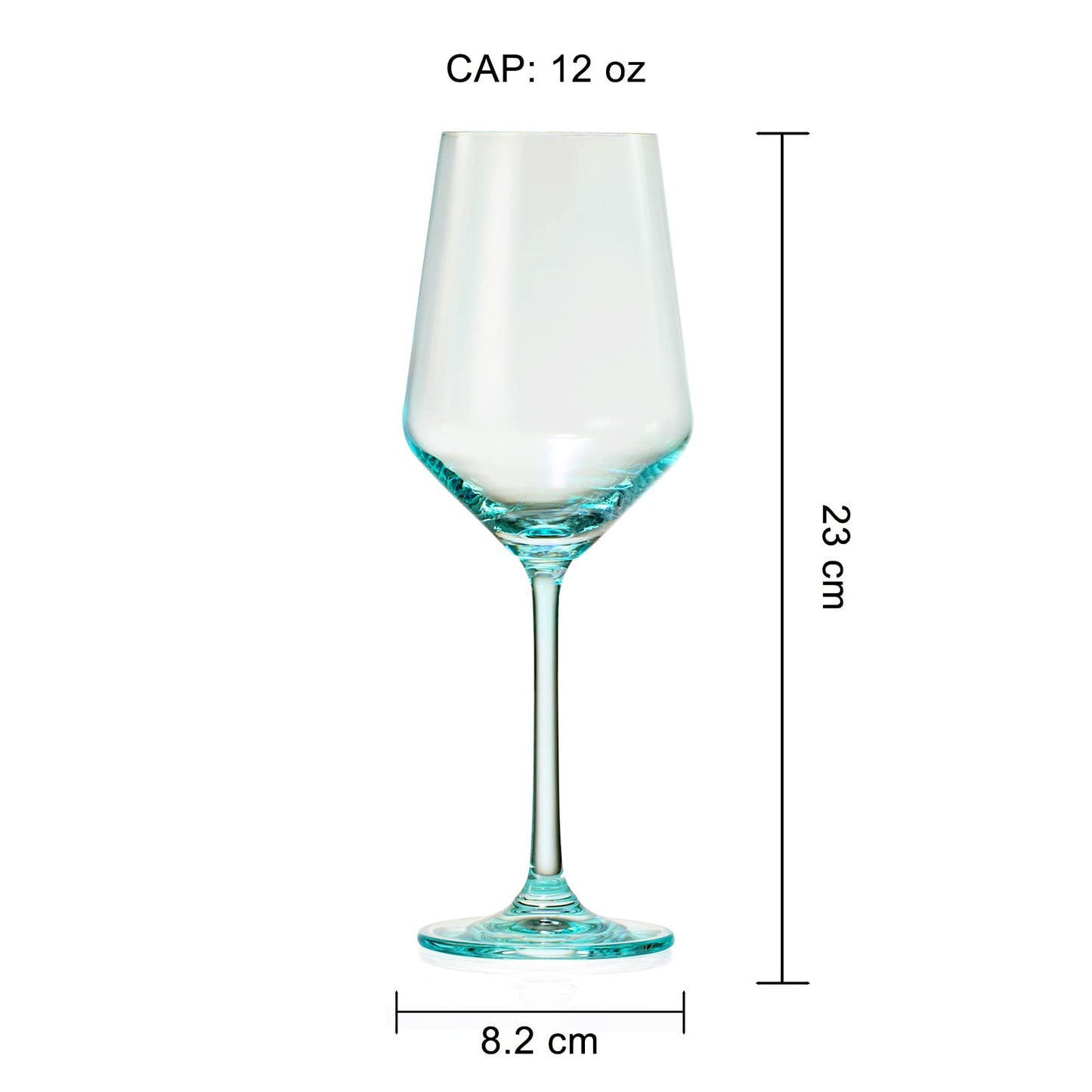 Colored Crystal Wine Glass Set of 6, Gift For Mothers Day, Her, Wife, Mom Friend - Large 12 oz Glasses, Unique Italian Style Tall Drinkware - Red & White, Dinner, Beautiful Glassware - (Summer)