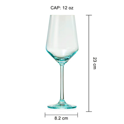 Colored Crystal Wine Glass Set of 6, Gift For Mothers Day, Her, Wife, Mom Friend - Large 12 oz Glasses, Unique Italian Style Tall Drinkware - Red & White, Dinner, Beautiful Glassware - (Summer)